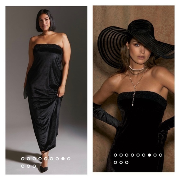 Anthropologie Payal Jain Black Velvet Strapless Beaded Formal Maxi Gown Large - Picture 8 of 15